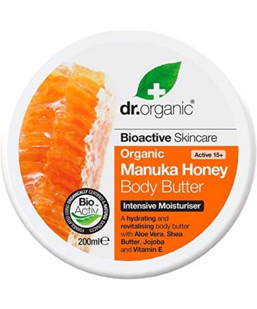Dr Organic Manuka Honey Body Butter Moisturising Dry Skin Mens Womens Natural Vegetarian Cruelty-Free Paraben & SLS-Free Organic 200ml