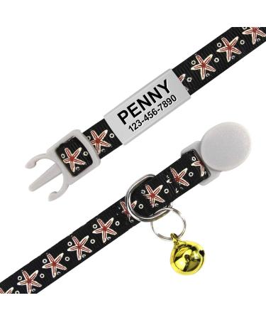 Tagme Personalized Cat Collars - Adjustable Safety Closure Black 2-Pack with Name & Phone Number (18-28 cm) - Buy Online on SooperMarket.com