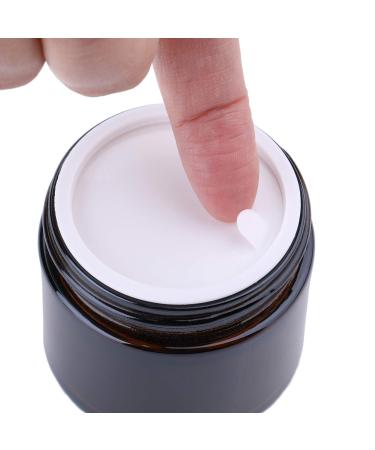 THETIS Homes 2 oz Round Glass Jars (12 Pack) - Amber Cosmetic Containers with Inner Liners, Black Lids, Labels - 12 Count - Buy Online on SooperMarket.com