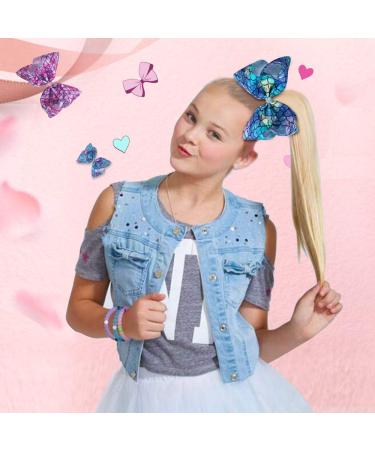 Siwa Style 8 Inch Mermaid Hair Bows for Girls - Alligator Clips Hair Barrettes - Xmas Gift - Buy Online on SooperMarket.com