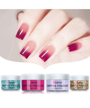 Mobray Dip Powder Nail Kit Starter Set - 8 Colors with Classic Nude, Glitter, and Glow in the Dark Shades - DIY Nail Art Manicure for Beginners - Buy Online on SooperMarket.com