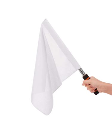 Red Referee Flag Signal Performance Command Linesman Flag Handheld Stainless Steel Rod Sponge Handle for Sports Match Soccer Outdoor Competition (White)