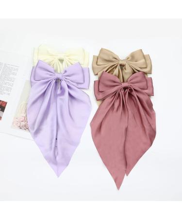 8 Pack Oversized Satin Ribbon Hair Bows for Women - White, Pink, Red, Blue, Black - Hair Accessories - Buy Online on SooperMarket.com