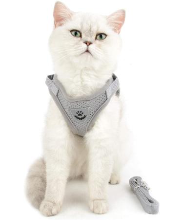 Ranphy Cat Dishes with Leash - Breakproof Reflective Padding Harness for Small Cats | Soft Fabric Puppy Dishes | XS Size (Chest 26 cm) - Gray - Buy Online on SooperMarket.com