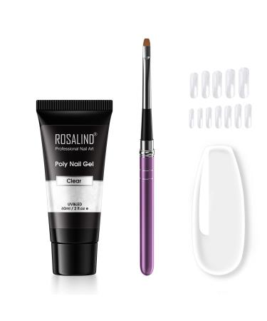 Rosalind nail gel set transparent nail extension gel with nail brush nails tips 60ml UV/LED nail polish poly nail nails gel for nail extension nail gel yourself make clear