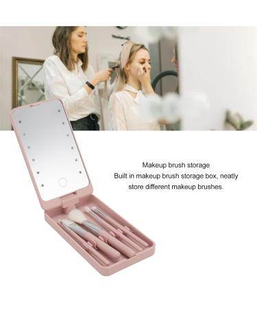 Rotating & Folding Makeup Brush Set with LED Mirror | Ideal for Travel Dorms & Home - Perfect for Makeup & Eyebrow Grooming - Buy Online on SooperMarket.com