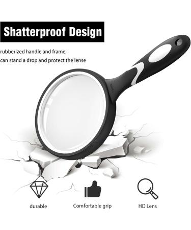 Big Magnifying Glass 10X Magnifying Glass for Kids Applied to Science Books Newspaper Reading Insects Hobby Observation Premium Non-Slip Soft Hand Shank Magnifying Glasses for Seniors Kids Black - Buy Online on SooperMarket.com