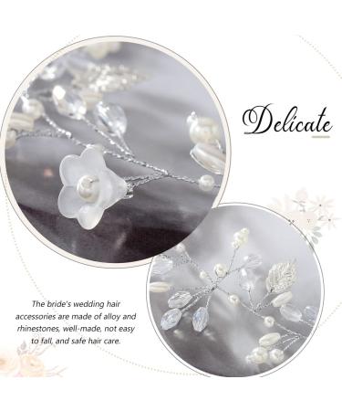 EASEDAILY Silver Leaf Flower Bride Wedding Hair Vine with Pearl Accents - 15.7inch Headpiece for Women and Girls - Buy Online on SooperMarket.com