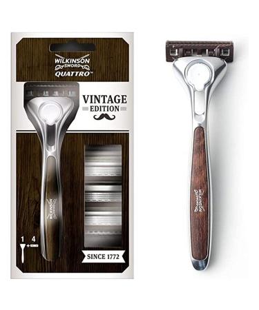 Wilkinson Sword Quattro Men's Razor Vintage Edition - for a classic and high-quality shaving experience 1 piece (1 pack)
