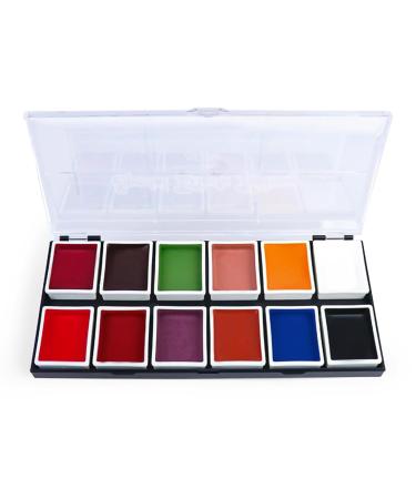 12 Colors Alcohol Activated SFX Makeup Palette - Professional Waterproof Face & Body Paint for Cosplay Theatre & Film - Buy Online on SooperMarket.com