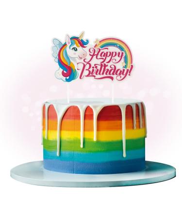 dekora - Cake Decoration Birthday Happy Birthday Cake Topper Unicorn Tesia Made of Paper - 17.5 x 15 cm - Buy Online on SooperMarket.com