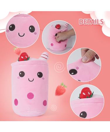 Anboor Bubble Tea Plush Boba Pillow - Strawberry Ice Cream 25cm | Soft Toy for Kids | Stuffed Animal Gift - Buy Online on SooperMarket.com