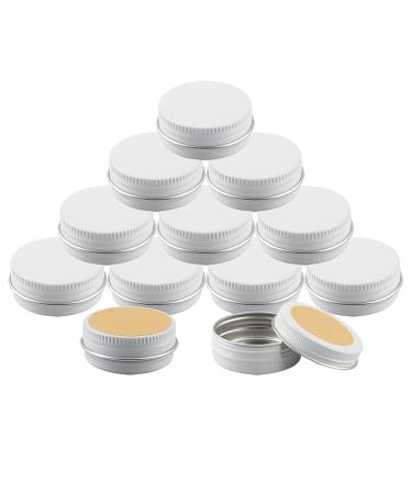 Basic packing 50 pieces 15ml white empty round aluminum socket with screw cap aluminum socket aluminum screw boxes of cream can with candle dose of cosmetic cans tin cans with 50 pieces 35mm sticker
