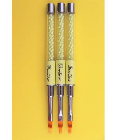 Nail Art Brush Ombre Nail Brush with Rhinestone Handle Manicure Drill Drawing Nails Brush Pen for Gel Nails Yellow Ombre brush