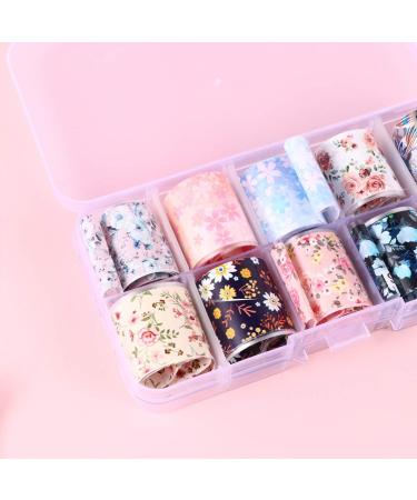Flower Nail Foil 10 Sheet Vintage Floral Nail Transfers Decal Colorful Manicure Sticker for Wedding Party Holiday (Style F) - Buy Online on SooperMarket.com