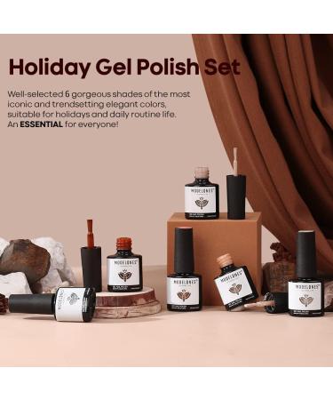 modelones Holiday Gel Nail Polish Set 6 Colors Brown Dark Red Gel Polish Kit Glitter Champagne Gold Nude Pink Grey Nail Polish Gel Soak OFF LED Manicure Nail Art DIY Home Salon Gift for Women live in luxury 1.25 ml (Pack of 6) - Buy Online on SooperMarket.com