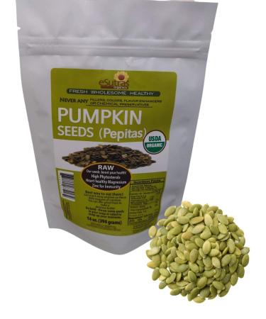 eSutras Organics Pumpkin Seeds Organic Fresh Pure Shelled Raw Pumpkin Pepita Gluten Free High Protein Snacks, 14 Ounce