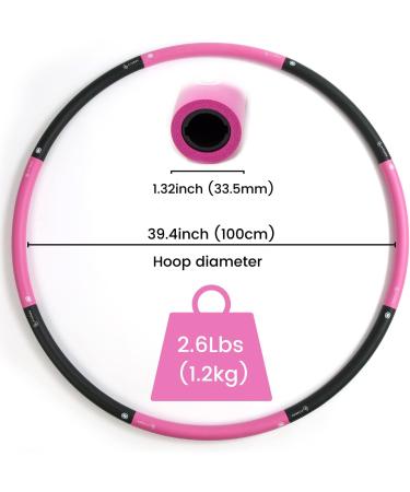 Fiteroc Weighted Fitness Hula Hoop for Adults - Detachable & Portable - Includes Jump Rope, Resistance Band, Carry Bag - Black/Pink - Buy Online on SooperMarket.com
