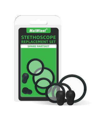 Stethoscope Replacement Parts Diaphragm and Ear Tips Kit Adult Pediatric Compatible with Littman Cardiology 40016 Replacement for Littmann Classic for littmann Stethoscope Replacement Parts Black