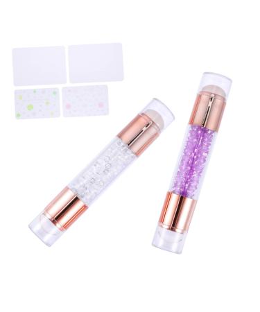 minkissy 2pcs Nail Stamp Nail Art Stamper Head French Tip Nail Tool Nail Art Stamp Tool Nail Art Stamper for French Manicure Nail Art Stamping Tools Silica Gel Template Purple Printing 11.50X2.00X2.00CM Purple
