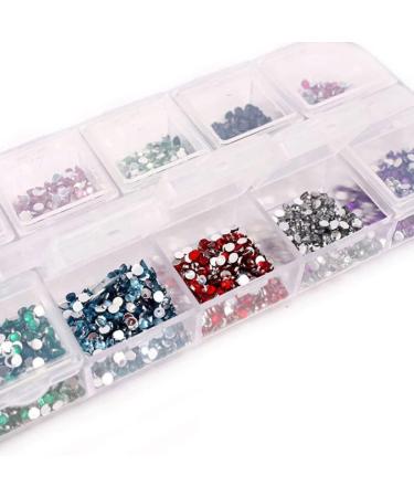 3000PCS Nail Art Rhinestones Kit Nail Tips Slices Nail Art Kit 12 Colours Nail Studs Glitter Nail For Nail Art Decorations - Buy Online on SooperMarket.com