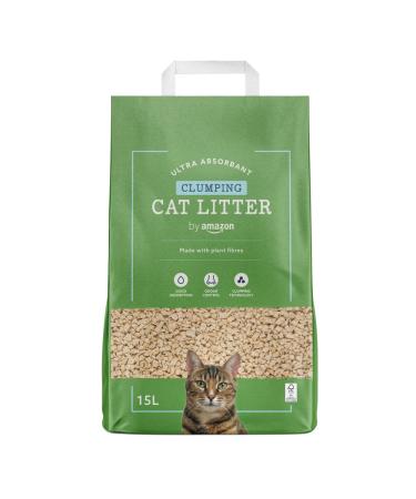 by Amazon - Plant Fiber Cat Litter Odor Control 15 liters 15 L (Pack of 1)