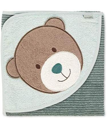 Buy Sterntaler Hooded Towel for Babies & Children - Personalized Bear Motif Bathing Towel 80x80cm Green Striped - Perfect for Boys & Girls - Buy Online on SooperMarket.com