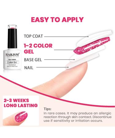 RARJSM Pink Gel Nail Polish - 7.5ml Reflective Glitter Neon Shimmer | Summer Candy Collection - Buy Online on SooperMarket.com