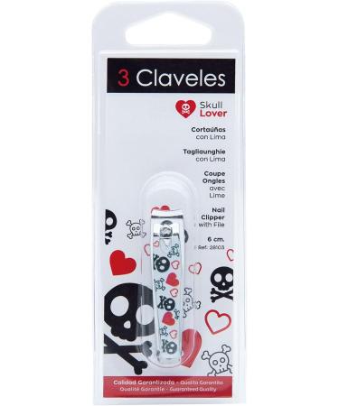 3 Claveles - Skull Lover Collection Carbon Steel 6cm Nail Clippers with Nail File - Buy Online on SooperMarket.com
