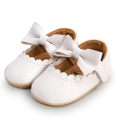 RVROVIC Baby Girl Princess Mary Jane Moccasins | Soft Sole Crib Shoes 0-6 Months (B White) - Buy Online on SooperMarket.com
