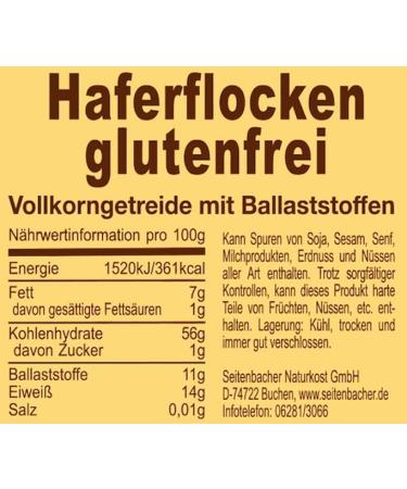 Seitenbacher Oatmeal delicate large leaves gluten-free 3 x 400 g - Buy Online on SooperMarket.com