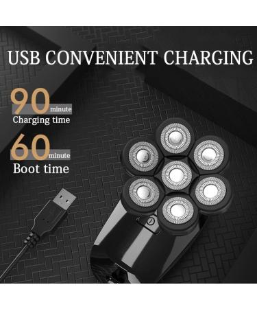 GeRRiT 7D Electric Razor for Men - Waterproof 5-in-1 Grooming Kit Cordless 7-Blade Rotary Shaver with LED Display - Buy Online on SooperMarket.com