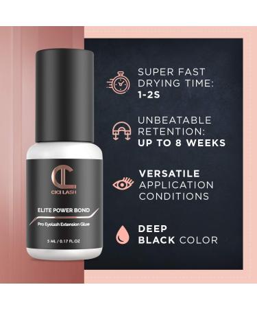 Elite Power Eyelash Extension Glue - 8 Week Retention Fast Drying Latex Free 5ml - Perfect for Professionals - Buy Online on SooperMarket.com