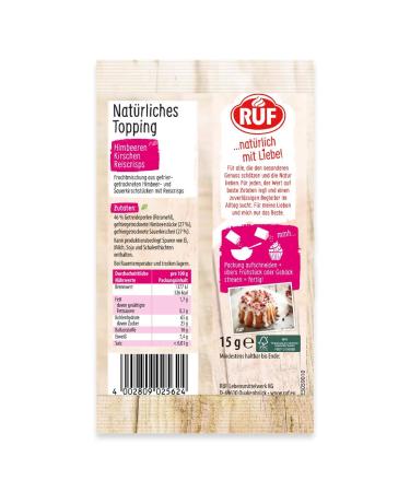 Natural Fruit Topping with Raspberries & Cherries - Gluten-Free Vegan No Additives Perfect for Porridge & Pastries - 15g (2 Pack) - Buy Online on SooperMarket.com