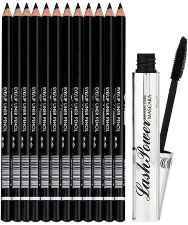Jojomis 12pcs Waterproof Eyeliner Eyebrow Pencil Black + Curl Mascara - Buy Online on SooperMarket.com