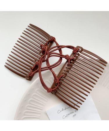 2 Pcs Plastic Double Hair Combs Adjustable Elastic Hair Comb Easy Hair Bun Comb Stretchy Double Comb Hair Clip for Curly Thick Wavy Hair - Buy Online on SooperMarket.com
