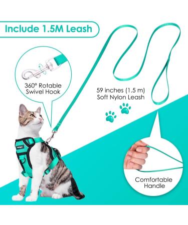 Breakproof Cat Leash Set & Adjustable Soft Kitten Vest with Reflective Stripes - Green Small Cat Dishes for Kittens - Buy Online on SooperMarket.com