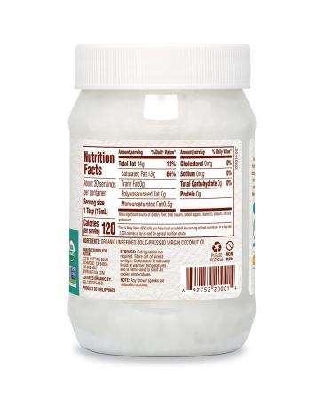 Nutiva Organic Cold-Pressed Virgin Coconut Oil 15 Fl Oz - USDA Organic, Non-GMO, Vegan, Keto & Whole30 Approved - Buy Online on SooperMarket.com