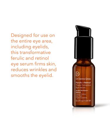 Dr. Dennis Gross Ferulic + Retinol Triple Correction Eye Serum 0.5 fl oz - Targets Wrinkles, Elasticity Loss, Rough Texture - (Pack of 1) - Buy Online on SooperMarket.com