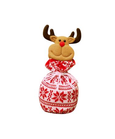 KOMBIUDA 1pc Bags Candy Christmas Hanging Adorable Ornament Knitted Kids Portable Storage Bag Elk