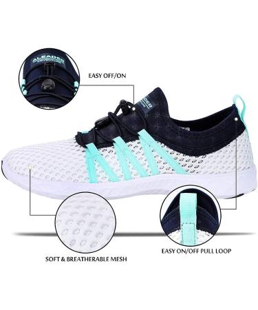 Aleader Women's Mesh Slip On Water Shoes 8 - White/Navy/Blue | Lightweight & Breathable - Buy Online on SooperMarket.com