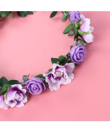 KALLORY Purple Flower Crown Headband for Bridesmaids & Flower Girls - Buy Online on SooperMarket.com