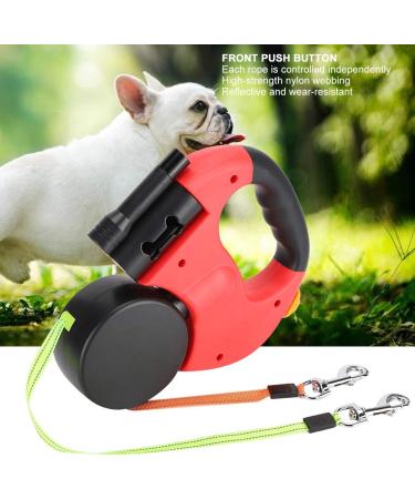 3M Double Retractable Dog Leash with LED Light - Flexible Roller Leash for Two Dogs (Red) | International Shipping Available - Buy Online on SooperMarket.com