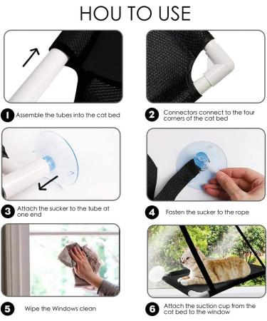 Cat Window Perch - Durable Sunny Seat Hammock for Climbing, Space Saving Design - Black Cat Accessories - Buy Online on SooperMarket.com