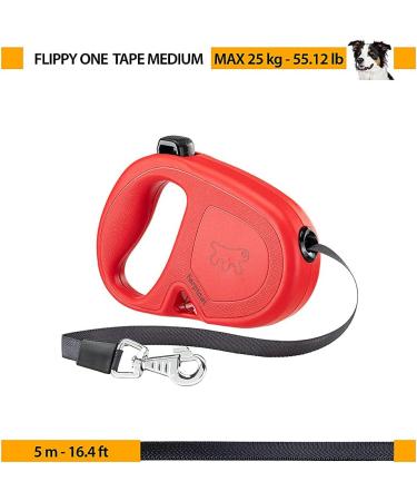 Ferplast Flippy One Dog Leash - 5m Roller Leash for Medium Dogs up to 25kg - Adjustable Locking Black - Buy Online on SooperMarket.com