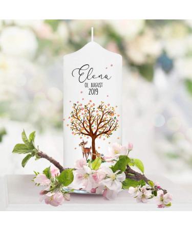 Personalized Wall Sticker Baptismal Candle for Boys - 25cm x 7cm | Unique Motif with Tree Deer & Rabbit | Ideal Individual Baptism Gift - Buy Online on SooperMarket.com