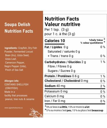 Aga's Wholesome Soupa Delish 100g West Africa Soup Seasoning Fermented Locust Bean Crayfish Fish Powder Native African Spices Nigerian Soup Spice Low Sodium & MSG Free Natural Spices Native African Spices Gluten Free Non-Irradiated GMO Free - Buy Online on SooperMarket.com