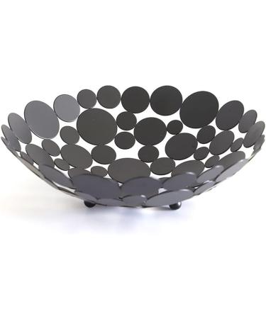Kitchen Countertop Fruit Rack Fruit Basket Metal Fruit Basket Round Fruit Bowl for Kitchen Table Large Fruit Holder Stand for Vegetable Bread Candy and Household Storage Fruit Trays (Color : Black