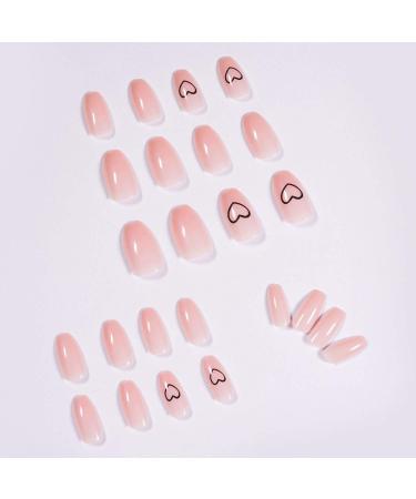 Rosa Heart False Nails | 24pcs Glossy Medium Coffin Press On Nails for Women & Girls - Perfect for Parties & Salons - Buy Online on SooperMarket.com