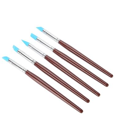 5pcs Dental Silicone Pen Wooden Handle Blue Head Modeling Tools for Tooth and Manicure